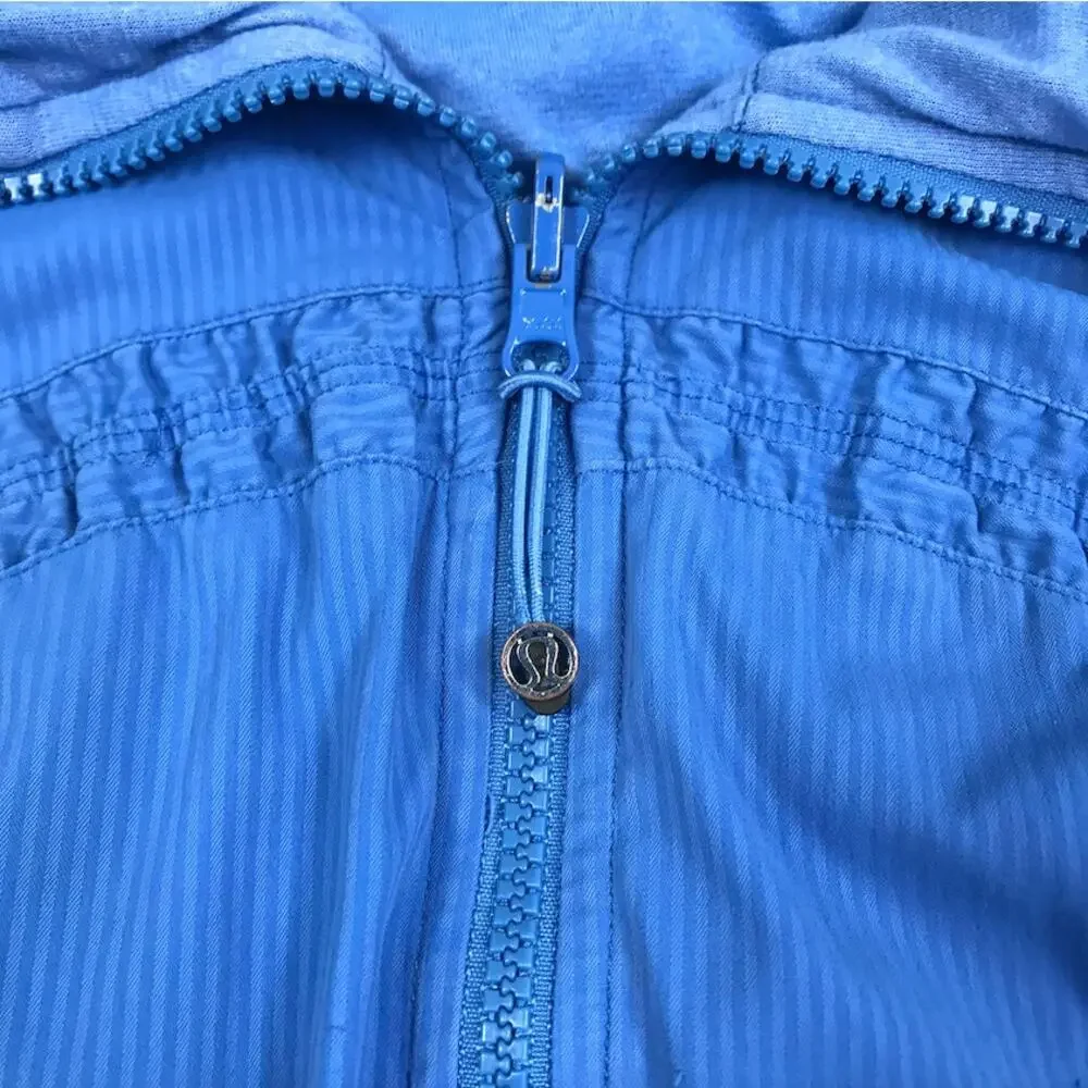 LULULEMON Dance Studio Reversible Full Zip Hooded Jacket III Sz 8 Blue Athletic